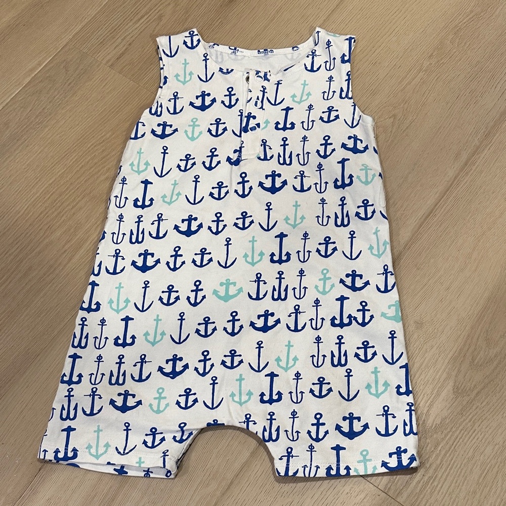 Nautical Anchor Print Baby Romper 12/24 M